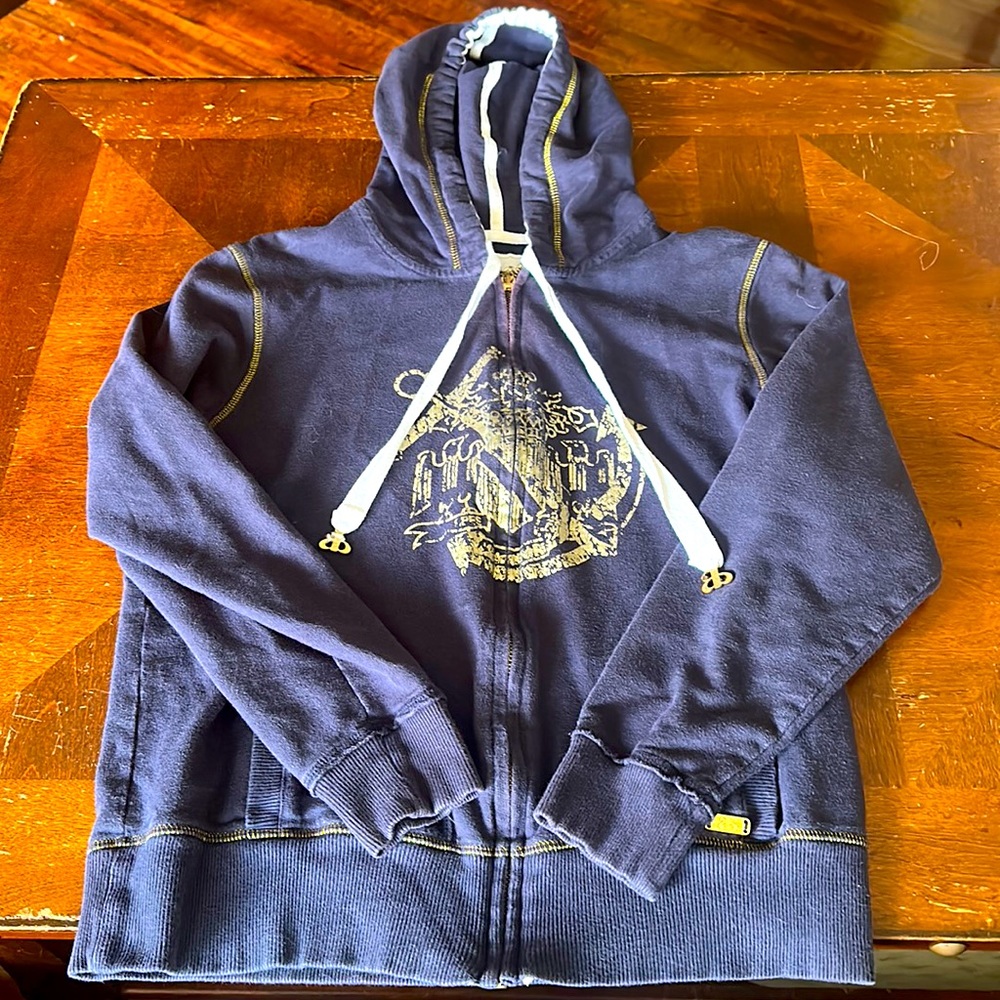 Women’s Navy Blue Nautical Zip-Up Hoodie